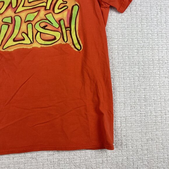 2019 Billie Eilish Graffiti Spell Out Graphic Orange Shirt XS Merch - Picture 5 of 16